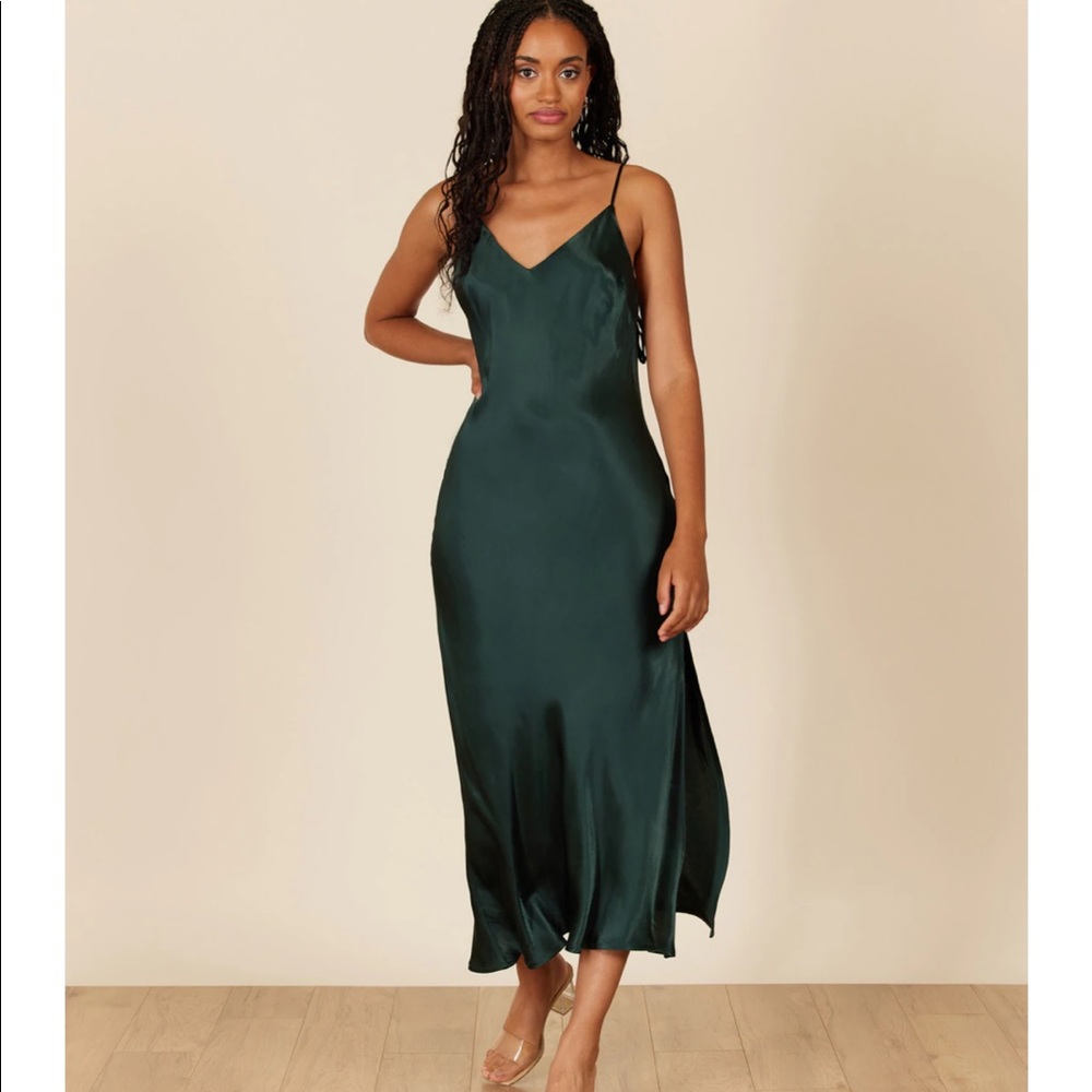 Park and Fifth met dress satin in deep green NWT